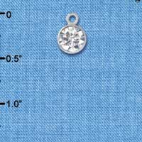 C2627 - CZ Round Pendant - Crystal - 6mm - Silver Charm